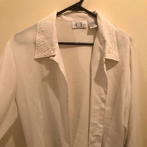 Vintage white beaded button up